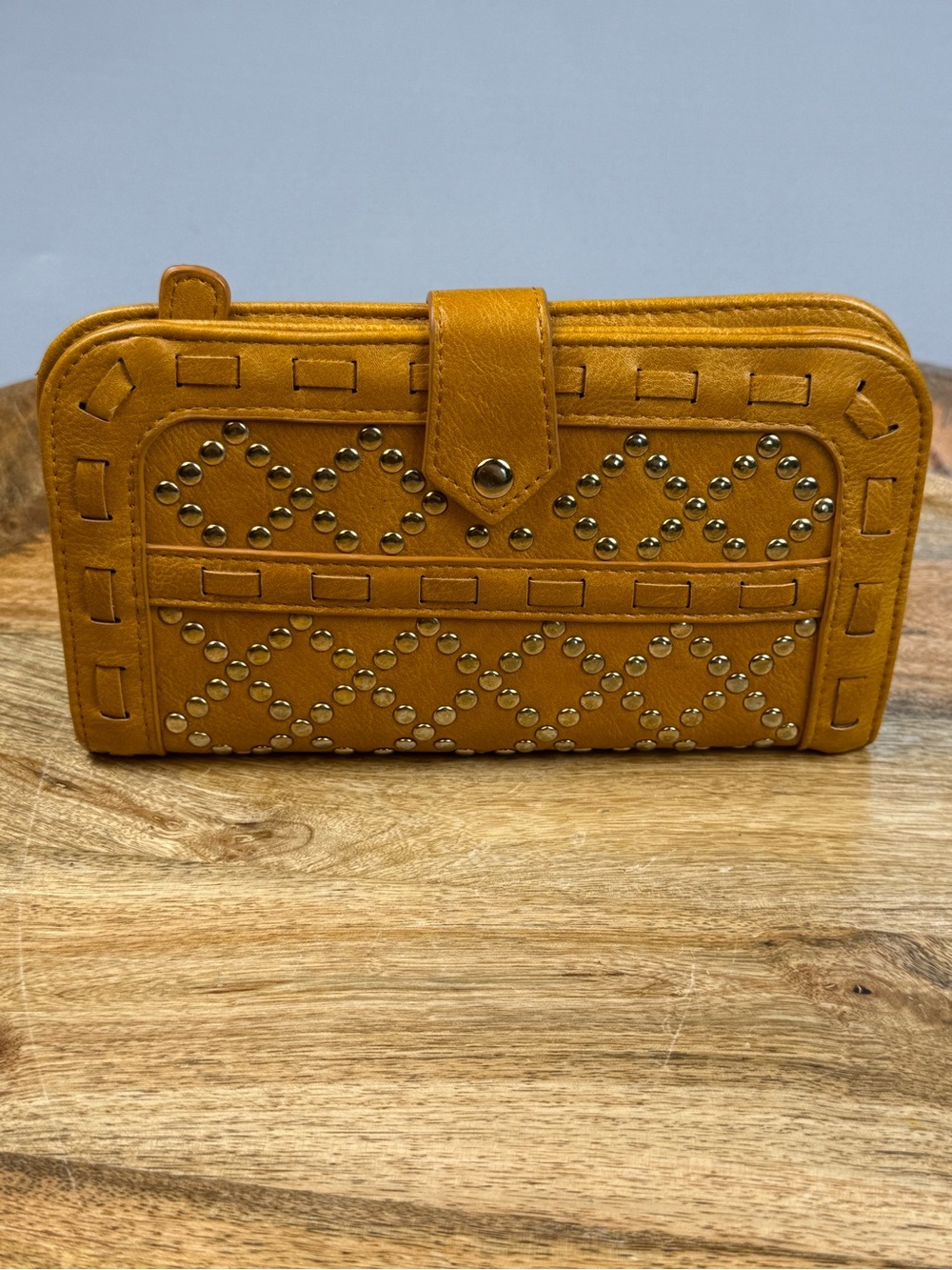 Urban Expressions Studded Wallet Clutch Mustard Yellow Western Boho